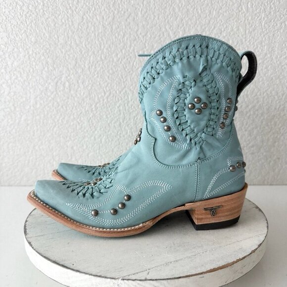Lane COSSETTE Womens Cowboy Bootie Size 6 Western Cowgirl Blue Short Ankle Boots - Picture 4 of 12
